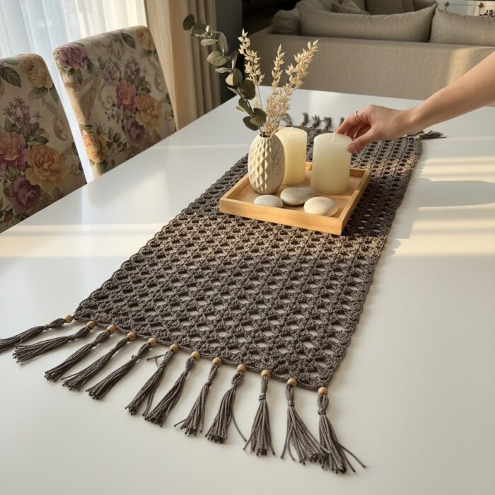 sarmaşık vizon runner örgü detayı
